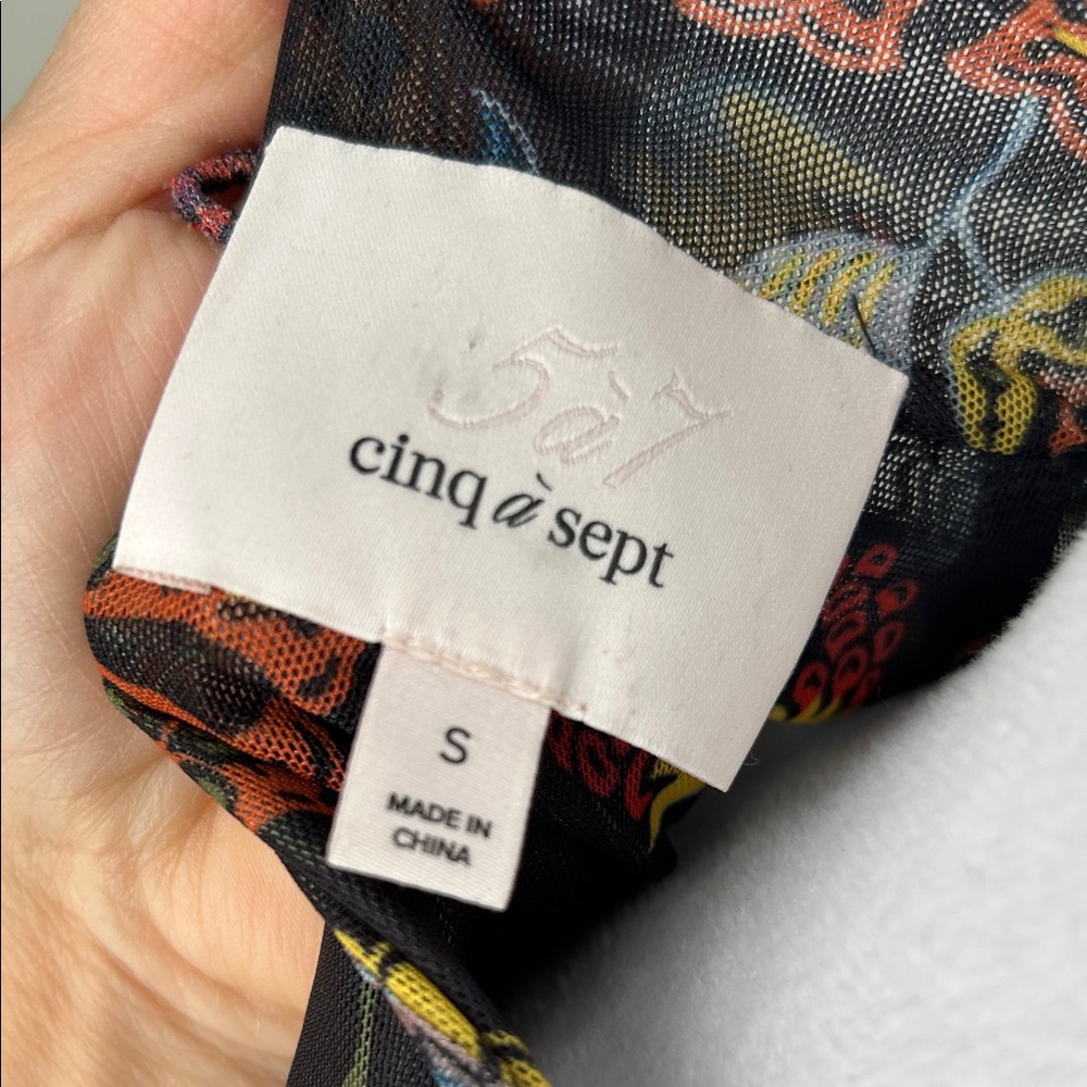 cinq à sept floral mesh mock neck long sleeve top size small - Picture 2 of 12